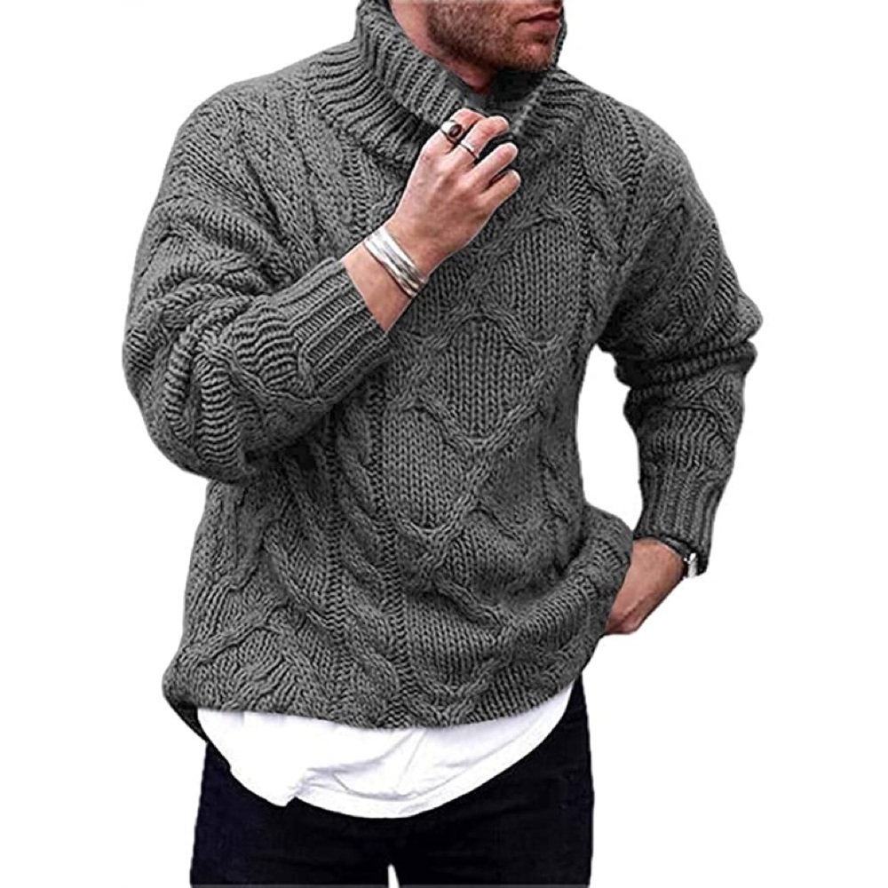 New Mens Patterned Knit Turtleneck Sweater Multiple Sizes